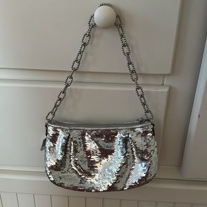 Coach silver sequence hobo bag